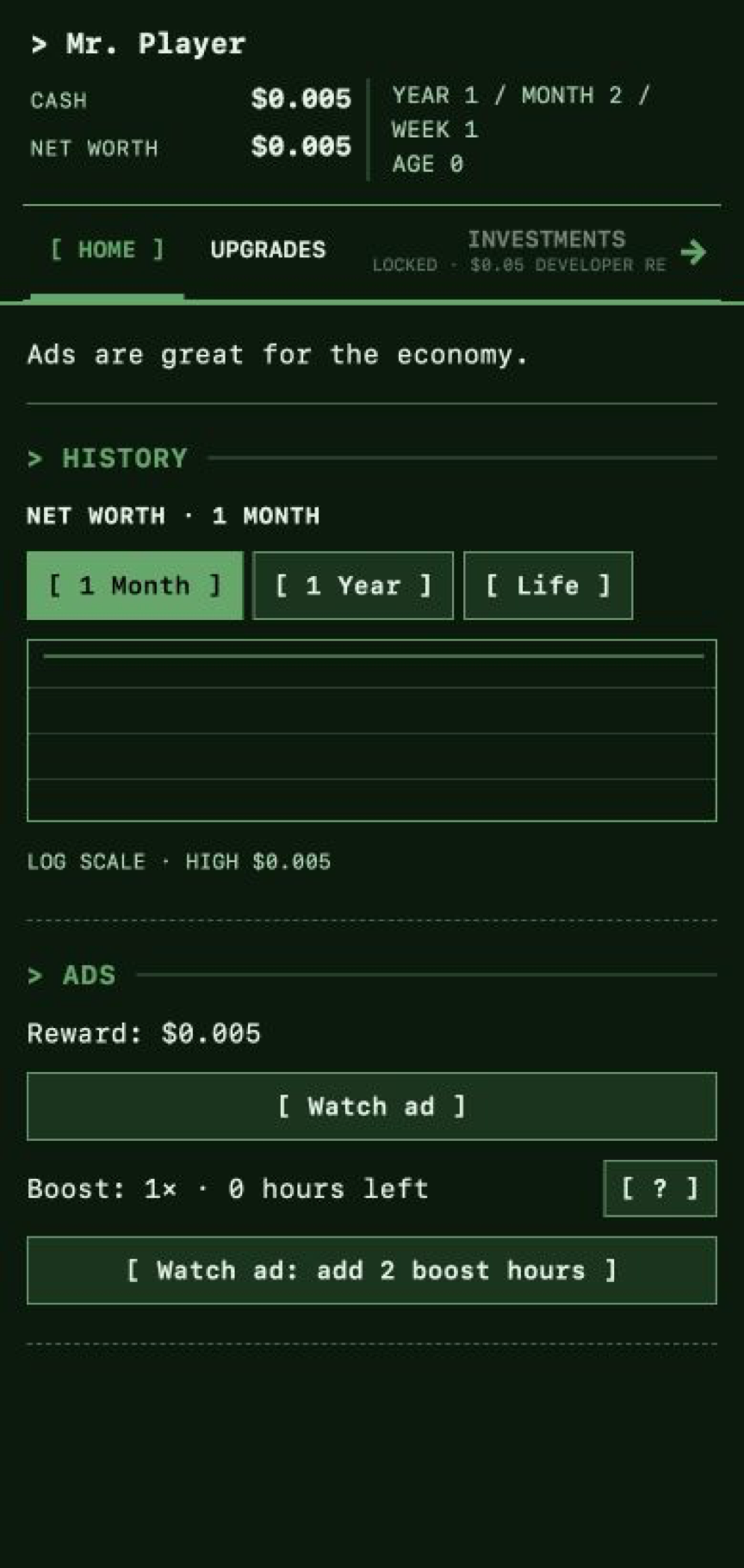 Idle Interest gameplay screen